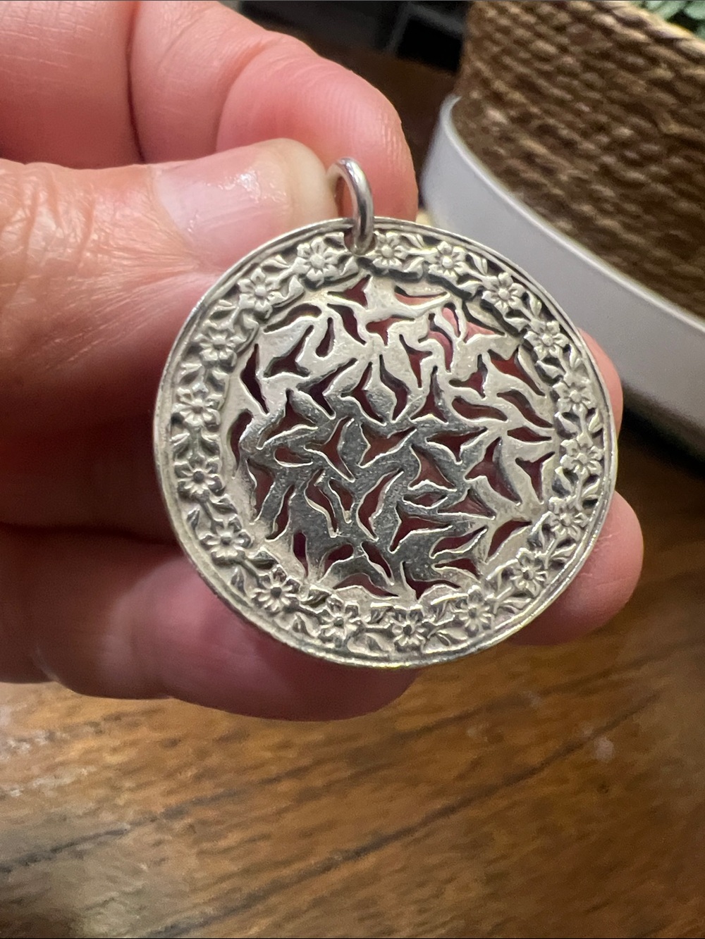 Retired Silpada Sunburst 925 Sterling Silver Filigree Round Pendant